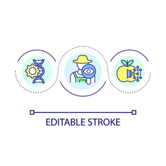 Agricultural biotechnology loop concept icon. Smart farming abstract idea thin line illustration. Improving vegetables. Agribusiness. Isolated outline drawing. Editable stroke. Arial font used
