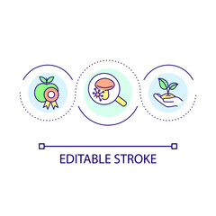 Healthy fungus in agriculture loop concept icon. Qualified agricultural production abstract idea thin line illustration. Plant development. Isolated outline drawing. Editable stroke. Arial font used