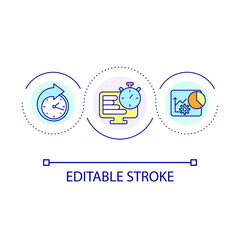 Time management software loop concept icon. Work reporting. Task tracker. Employee productivity abstract idea thin line illustration. Isolated outline drawing. Editable stroke. Arial font used