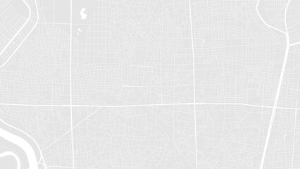 White and light grey Adachi city area vector background map, roads and water illustration. Widescreen proportion, digital flat design.