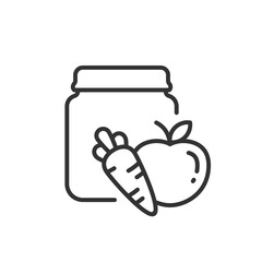 Baby food jar line icon on white background. Editable stroke.