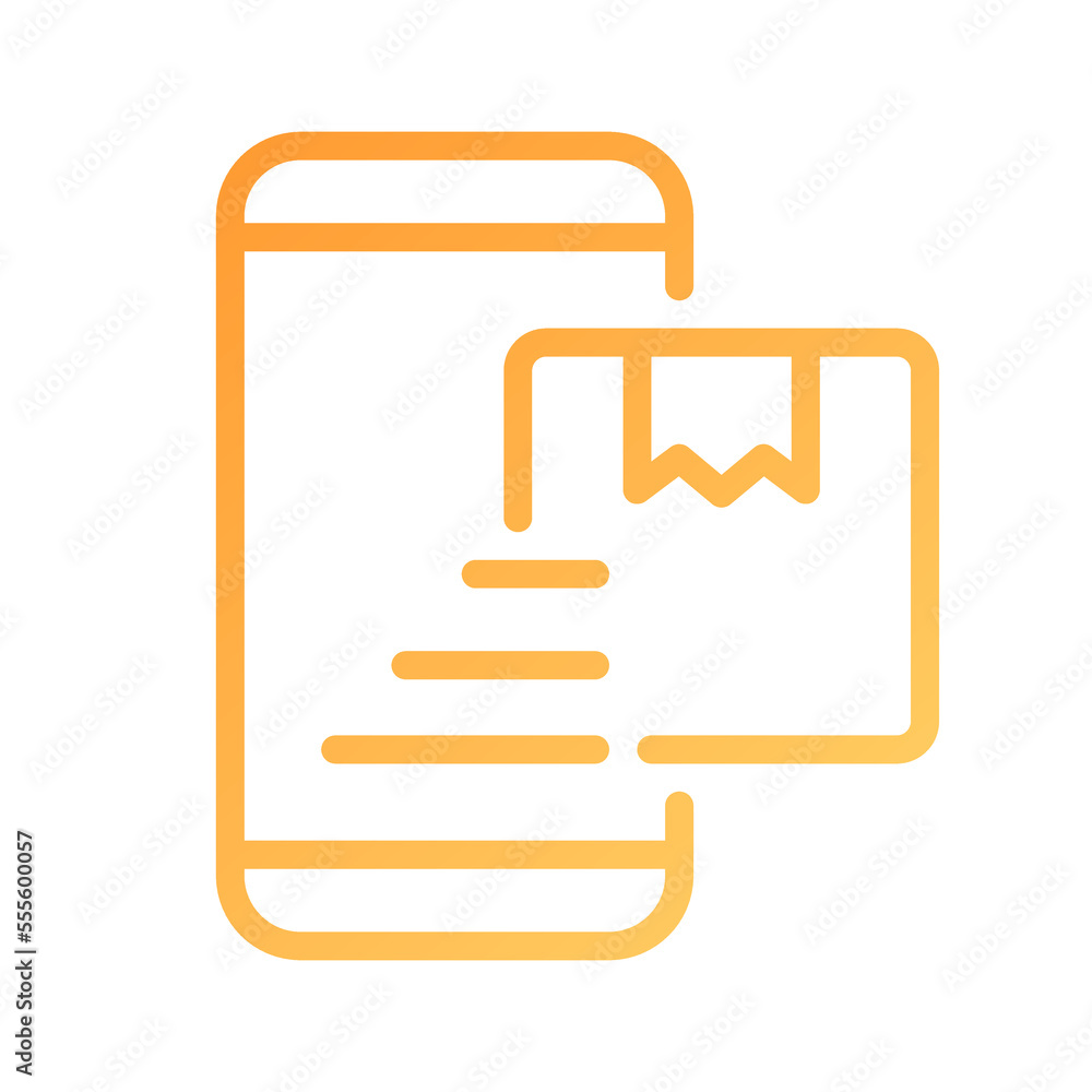 Poster online delivery service pixel perfect gradient linear vector icon. order food on internet. smartphon