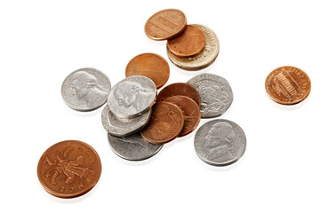 Different kinds of antique money coins