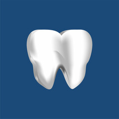 Vector 3D clean white tooth. Tooth realistic vector