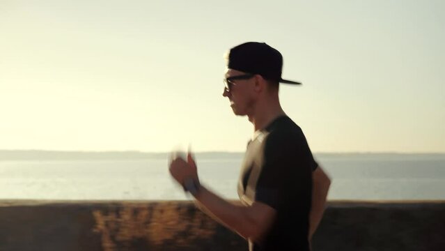 Everyday morning activity jogging on beach	