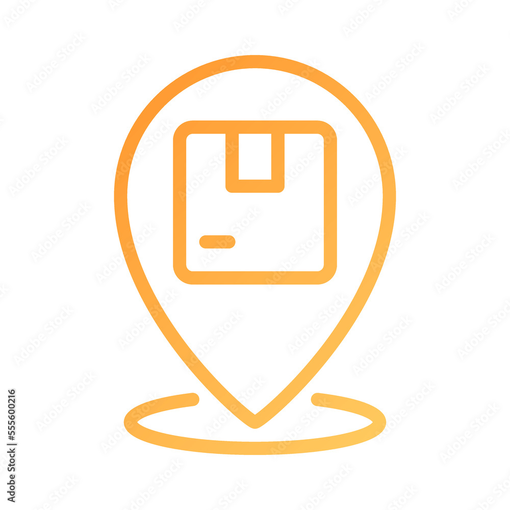 Poster deliver to location pixel perfect gradient linear vector icon. courier service. parcel shipment to a