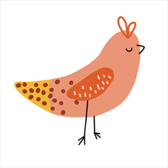 Vector hand drawn hen or bird