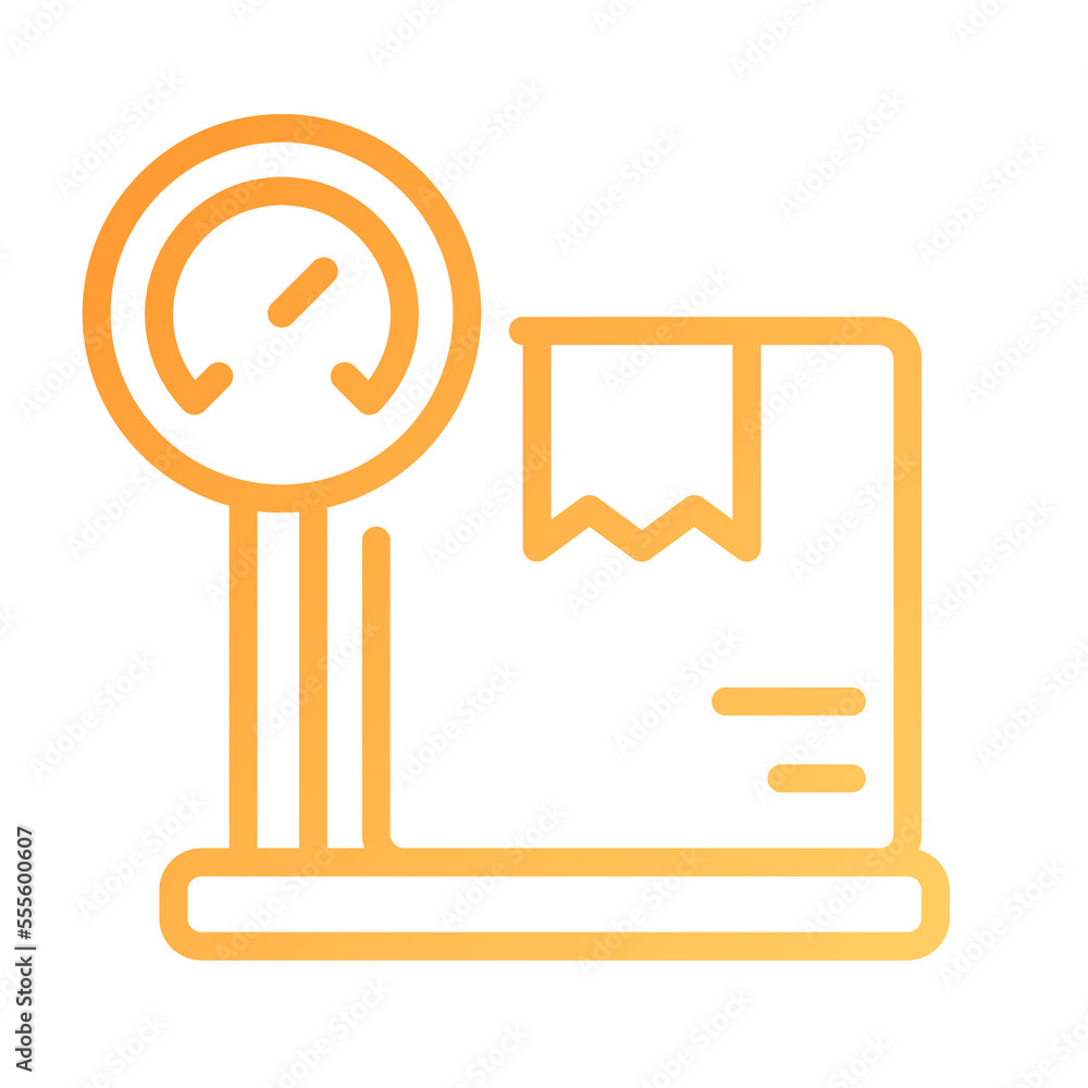 Poster weighing parcel for shipping pixel perfect gradient linear vector icon. package weight limit. delive