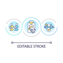 Fixed-term employment contract loop concept icon. Agreement with freelancer abstract idea thin line illustration. Temporary employee. Isolated outline drawing. Editable stroke. Arial font used