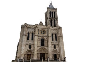 West facade of the Basilica Cathedral of Saint-Denis, Paris - obrazy, fototapety, plakaty