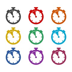 Stopwatch logo icon isolated on white background. Set icons colorful
