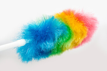 Electrostatic rainbow duster on a white