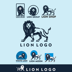 lion big predator logo, silhouette of strong leo walking vvector illustrations