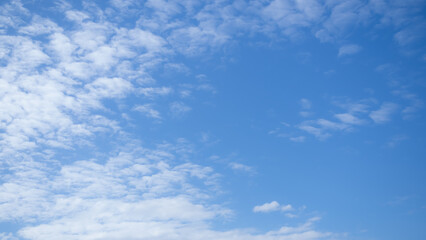Blue Sky white Cloud Background, Sunlight Day with Sky Wallpaper Backdrop,Mockup Nature Landscape Free Space Backdrop,Card or Poster for Environment Protection.