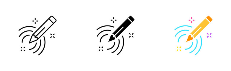 Creating a drawing set icon. Architect, architecture, engineering, puzzles, photo frame, pencil, construction, 3D cube, pen. Vector icon in line, black and colorful style on white background