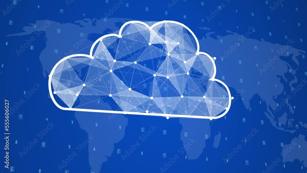 Poster cloud computing concept. communication network. information cloud in blue style. futuristic digital 