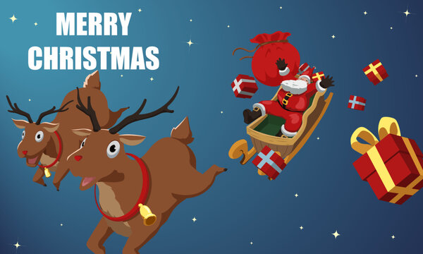 christmas reindeer and santa claus