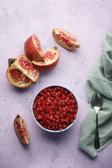 Pomegranate seeds in a bowl