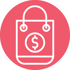 Dollar Shopping Bag Vector Icon

