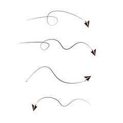 Vector set of dashed line arrows