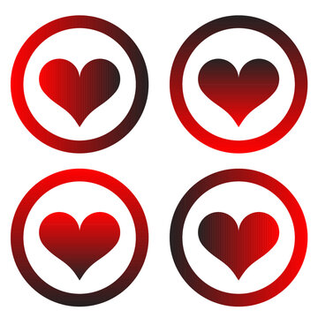 Heart, love icon flat web sign symbol logo label set Affectionate heart icon. Simple illustration of affectionate heart vector icons set color isolated on white
