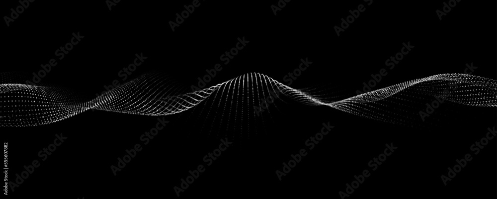 Poster wave of particles. digital wave background concept. abstract technology background. big data visuali