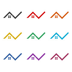 Home and house logo design icon isolated on white background. Set icons colorful
