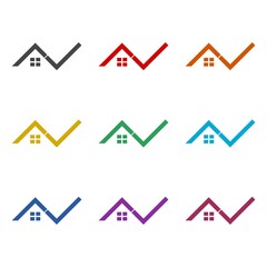 Home and house logo design icon isolated on white background. Set icons colorful