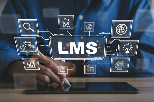 LMS - Learning Management System for lesson and online education, course, application, study, e learning, knowledge everywhere and every time.LMS icon.