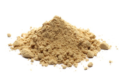 Ginger powder pile isolated on white 