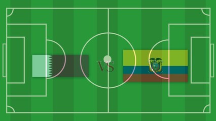 Qatar vs Ecuador Football Match Design Element on Football field.