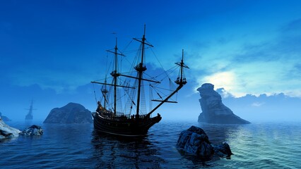 Ancient ship in the cold ocean © MICHAEL KUK
