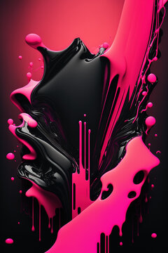 Abstract Black And Pink 3d Wallpaper. AI
