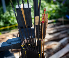 Quiver with arrows. Selective focus.
