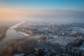 Frozen landscape of Vistula Fens, Poland