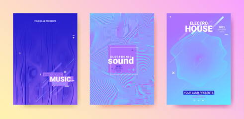Dance Music Flyer. Electro Party Cover. Abstract Edm Background. Gradient Wave Movement. Blue Purple Dance Music Flyer. Technology Festiv Illustration. Techno Sound Poster. Dance Music Flyer Set.