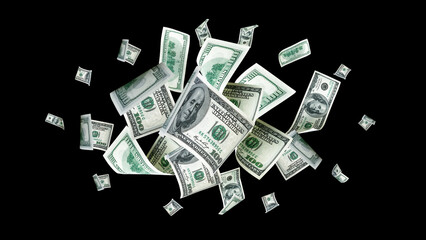 Fototapeta na wymiar Money background. Hundred dollars of America. Usd cash money falling.