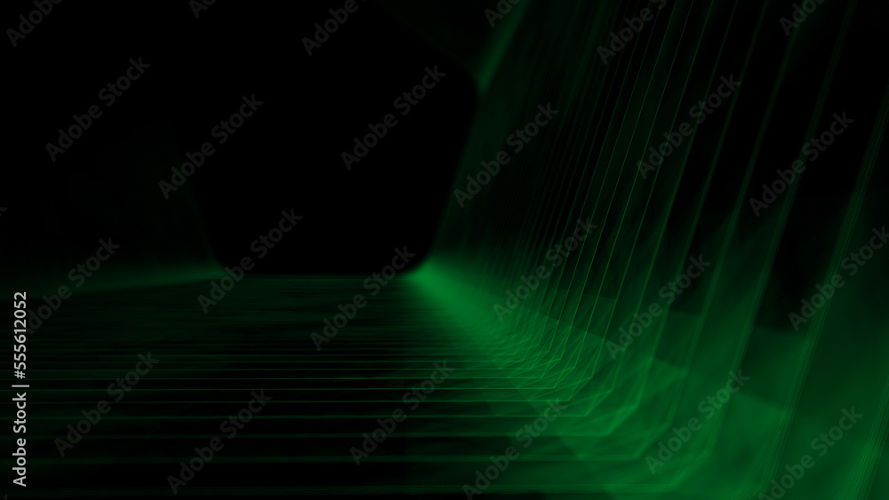 Poster galactic portal with linear connections. optical illusion of a laser tunnel. technological connectio