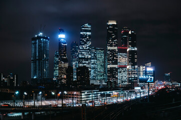 city skyline at night