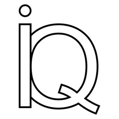 Logo sign iq qi, icon nft interlaced letters i q - obrazy, fototapety, plakaty