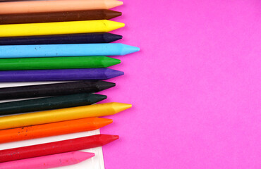 Alphabet on color background. School and education concept. Empty space for text and design