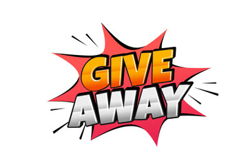 Giveaway text design. Giveaway typography text style with comic effect