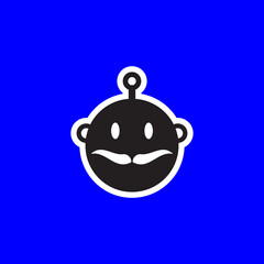 mustache robot vector illustration logo, modern trend, suitable for tattoo, mascot, icon, company, business, logo, brand, etc