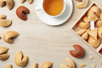 Chinese fortune cookies with prediction words, space for text