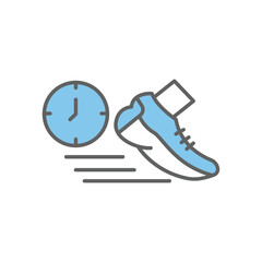 Running icon illustration with time. Two tone icon style. icon related to fitness, sport. Simple vector design editable