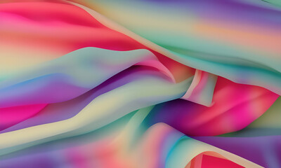 Abstract twirling fabrics, colorful background, generative ai