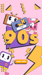 90s design banner, poster or landing page 