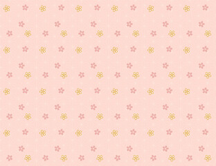 麻の葉文様と桜の和柄シームレスパターン　ピンク