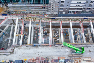 Baustelle für den Bau einer neuen U-Bahn
