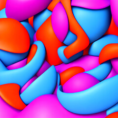 Title: Abstract colorful art. Smooth matte rounded shapes.
